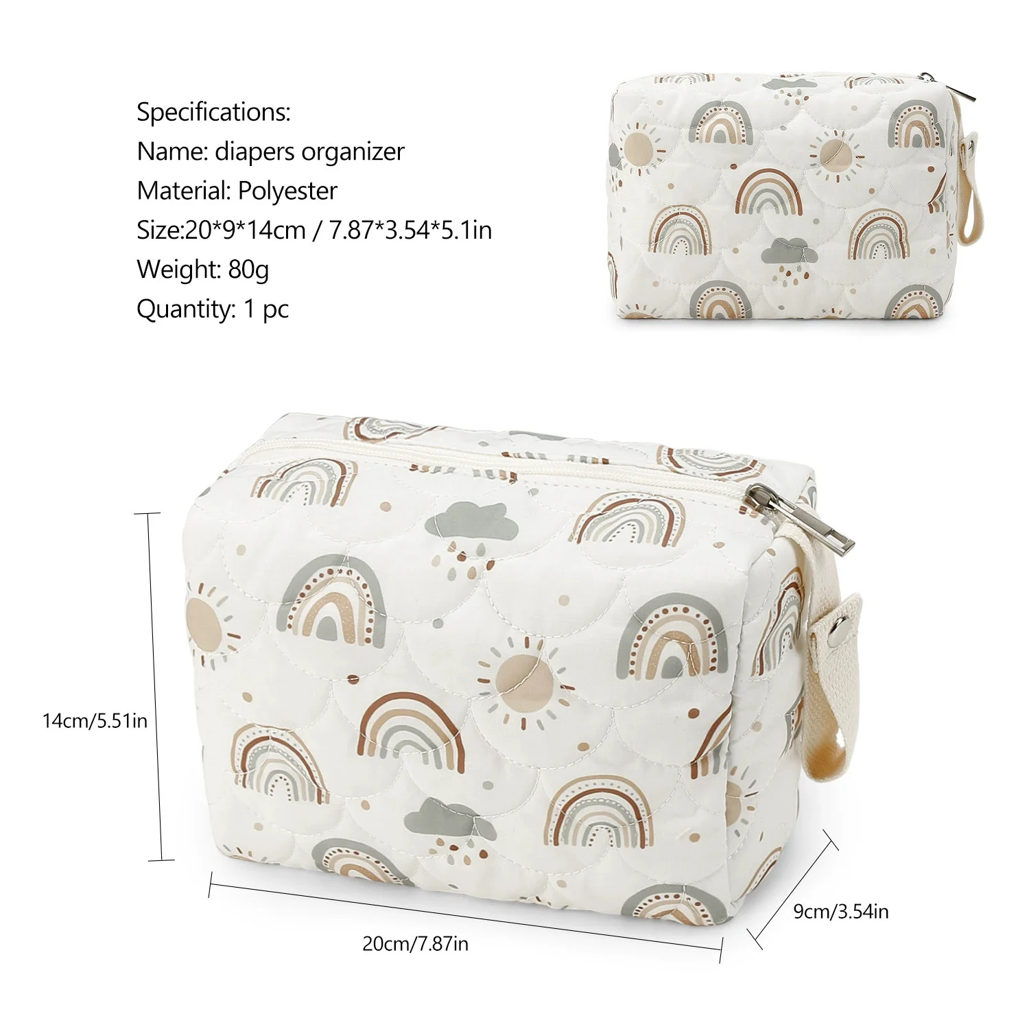 

Baby Diaper Bag Waterproof Nappy Bag Reusable Wet/Dry Storage Handbag For Stroller Travel Mommy Pouch Rainbow Printed
