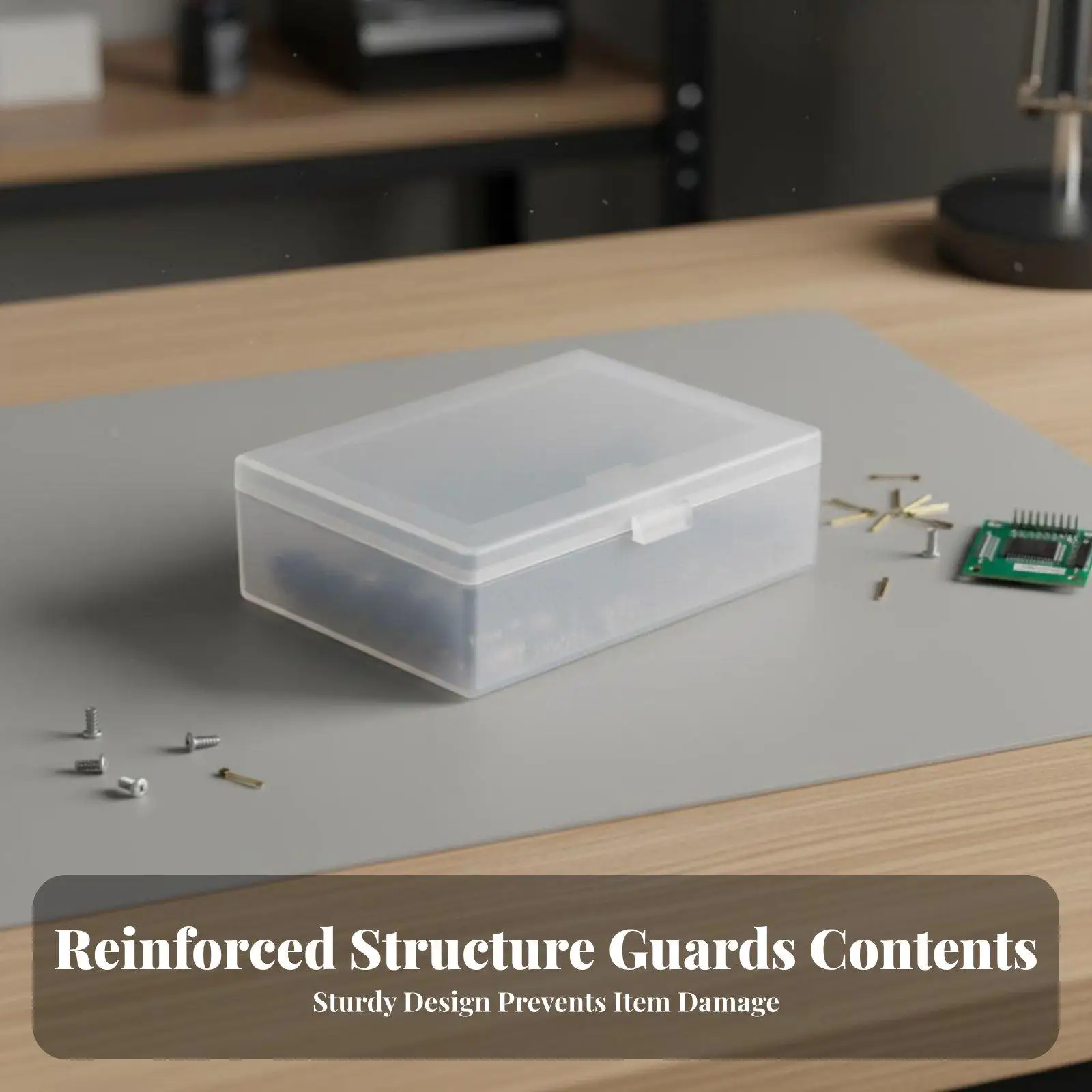 Card Storage Case Durable PP Plastic Semi Transparent Box Lockable Lid Stackable Container for Playing Cards Hardware Components