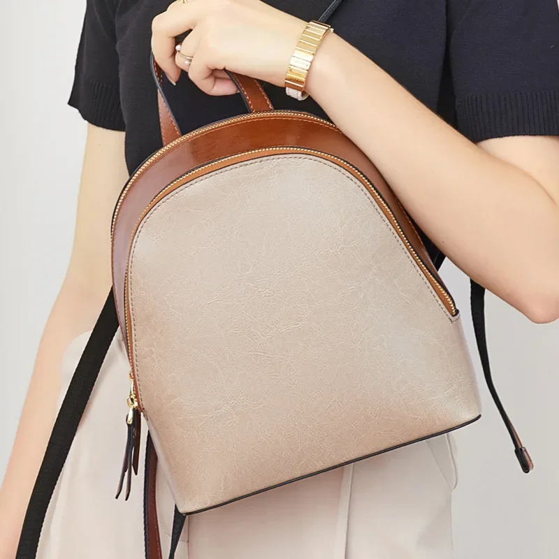 Genuine Leather Women BackpackCross Body Shoulder Bag GirlsMessenger Bags 2022 New Cowhide Backpack Women's Schoolbags for Girls