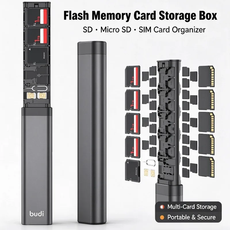 1PCS Flash Memory Card Storage Box Multi Slot Holder Case Portable Carrying Organizer For Micro SD TF SIM SD Cards