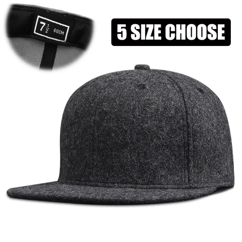 Imagen 1 del producto Gorro de lana de invierno completamente cerrado, gorro de camionero de talla Nueva York para hombre, Bill Hip Hop, béisbol sólido, visera plana en blanco, ala Era