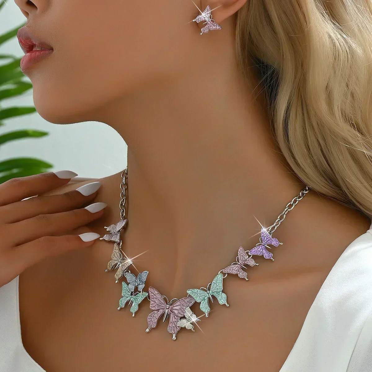 new color butterfly earrings set fashion fresh sweet small earring earrings female