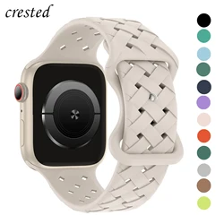 Esporte trançado pulseira de silicone para apple watch band 44mm 40mm 45mm 49mm 46mm pulseira respirável iwatch série 10 9 7 8 se ultra 2