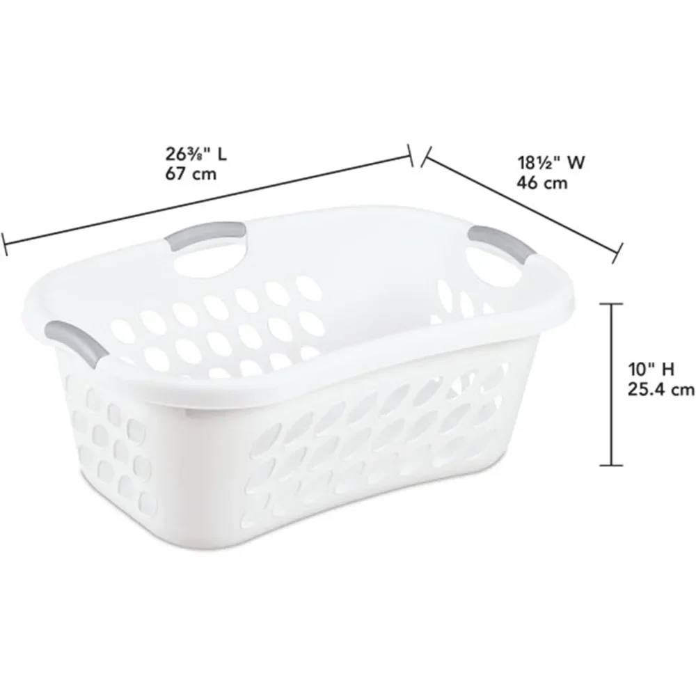 

Plastic Laundry Basket Hamper Set of 12, 1.25 Bushel Capacity, Ultra HipHold Design, White