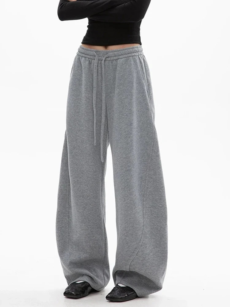 American Streetwear Women Sweatpants Y2K High Waist Drawstring Loose Wide Leg Pants Bf Spring All Match Scimitar Trousers New
