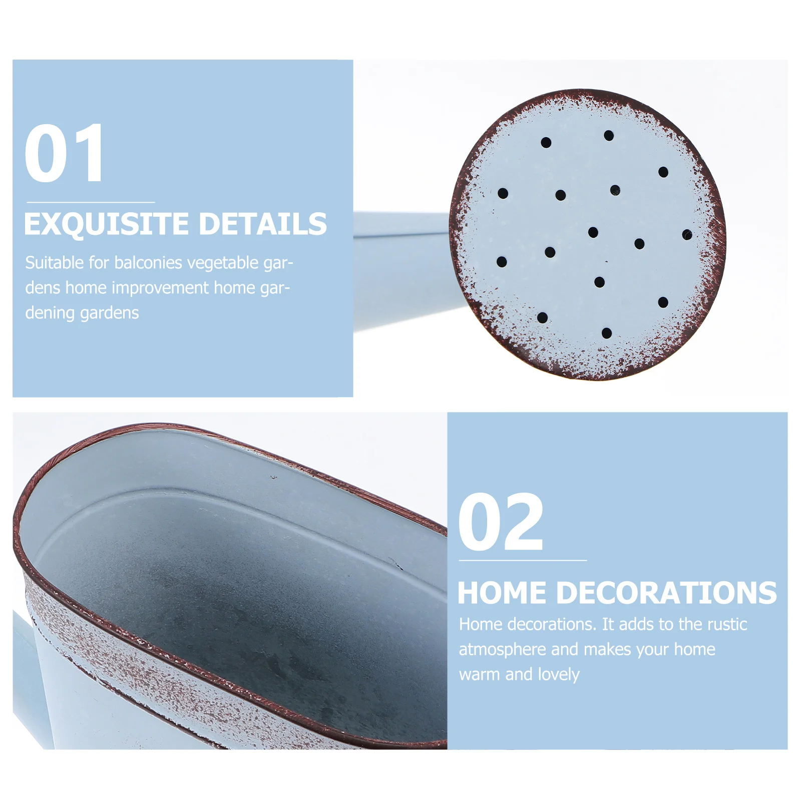 

Vintage Watering Can Rustic Iron Flower Pot Decorative Garden Ornament For Home Balcony Vegetable Garden Decoration