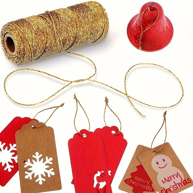 109 Yards Gold and Silver Hand Braided Rope - Diy Christmas Decoration Rope, Suitable for Gift Packaging, Hanging Decorations view 2