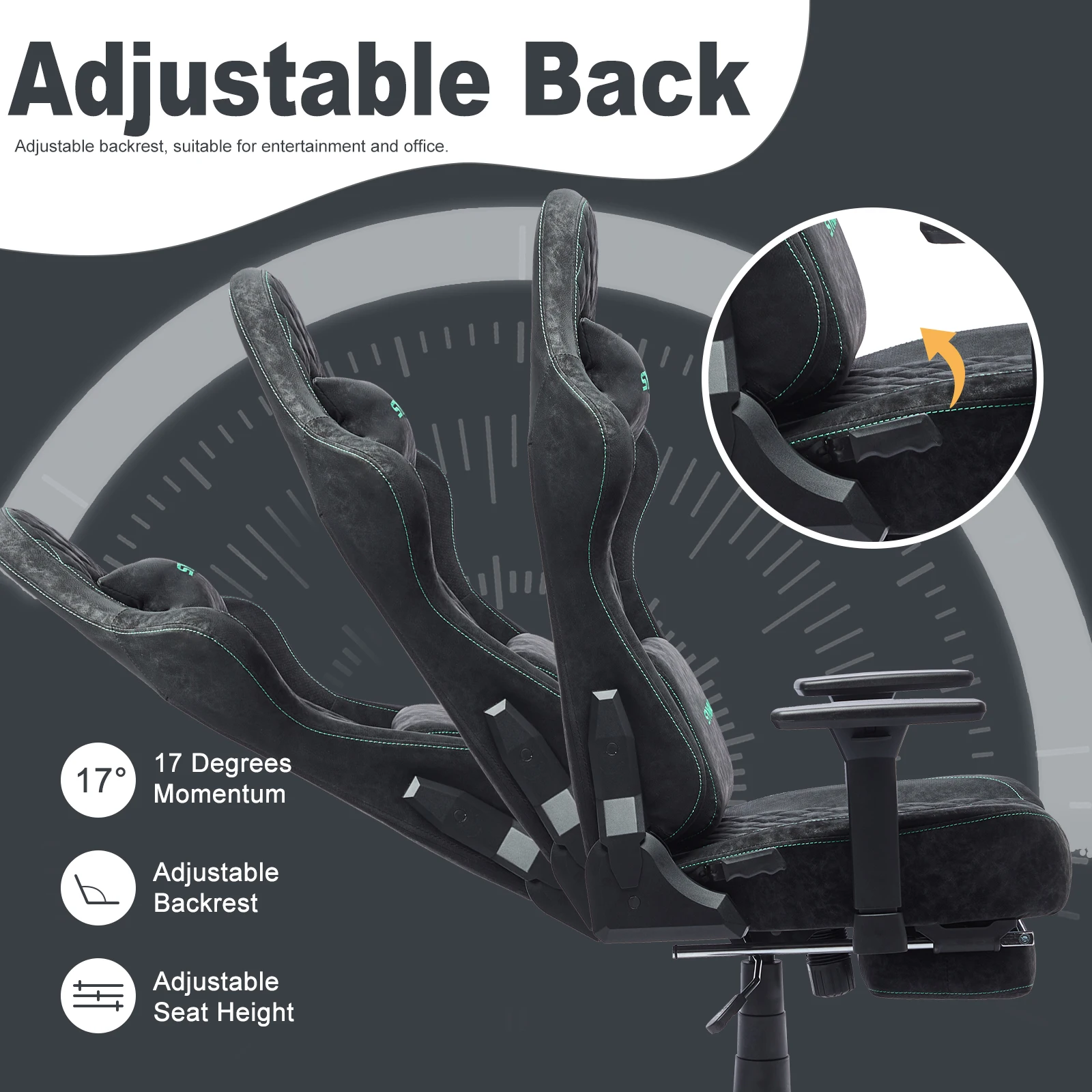 كرسي ألعاب سيمينو مع مسند للقدمين، كرسي سباق بتصميم كرسي الكمبيوتر، جلد PU عتيق، كرسي مكتب مريح #6