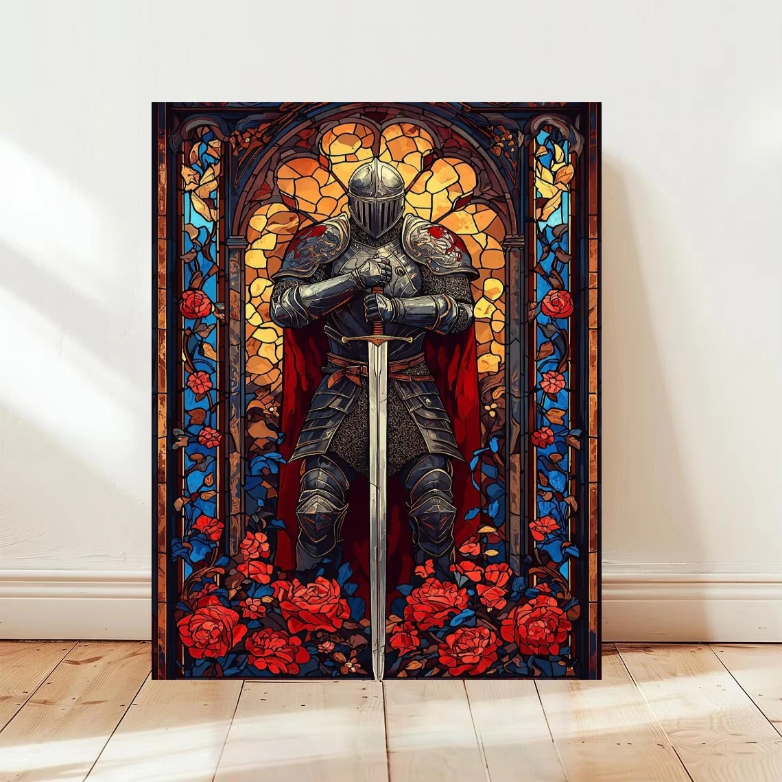 Oil Painting Medieval Knight Sword By Numbers Modern Wall Decor for Living Room Bedroom Home Decor Gift No Frame