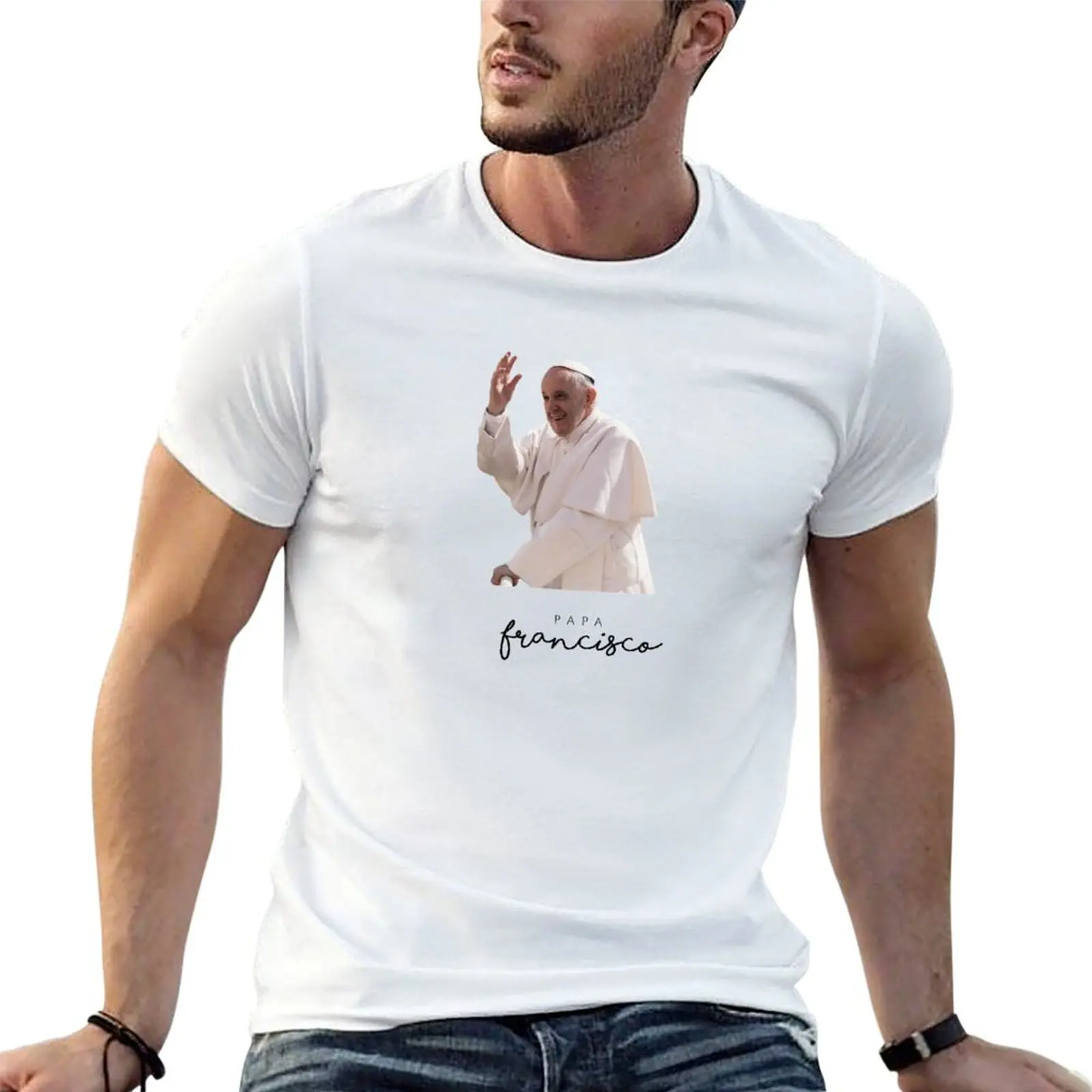 

Papa Franciso - Minimalist Design - PAPA - POPE T-shirt new edition Short sleeve tee plain t shirts men