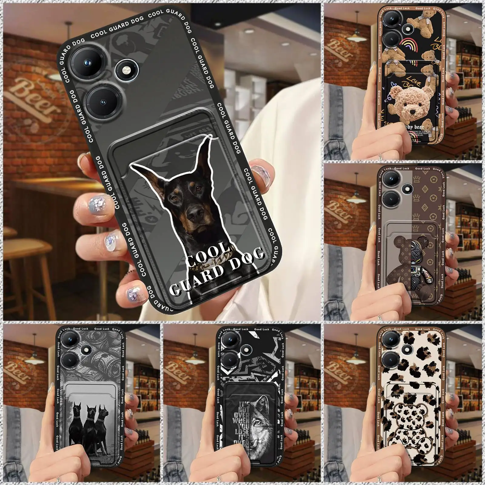 Card sleeve Card slot Phone Case For infinix X6835/Hot30 Play Graffiti Durable Full wrap TPU protective Fashion Design