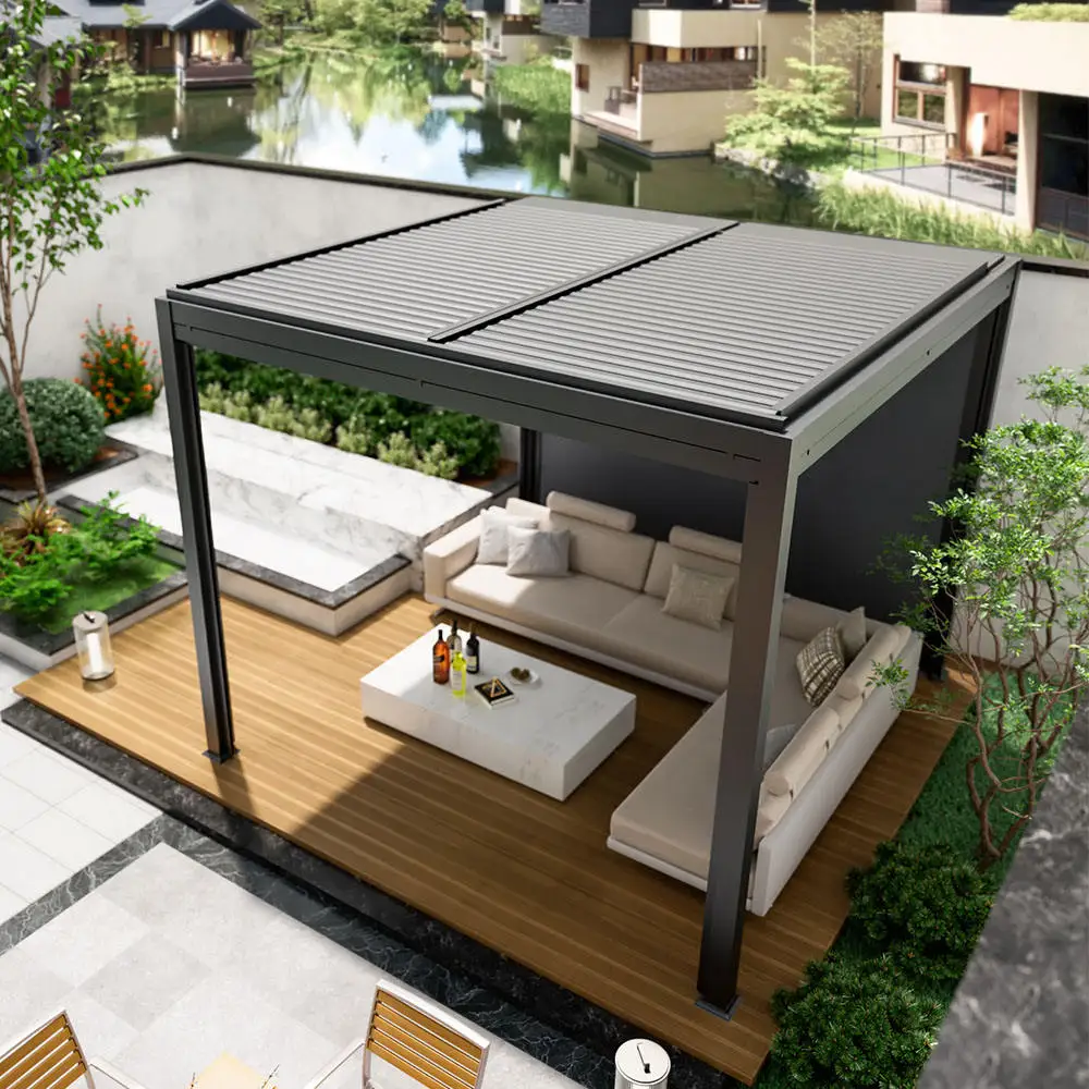 Affordable Outdoor Leisure Pavilion Assembled Aluminum Alloy Heavy Duty Pergola Durable Rectangular Rainproof Garden Gazebo
