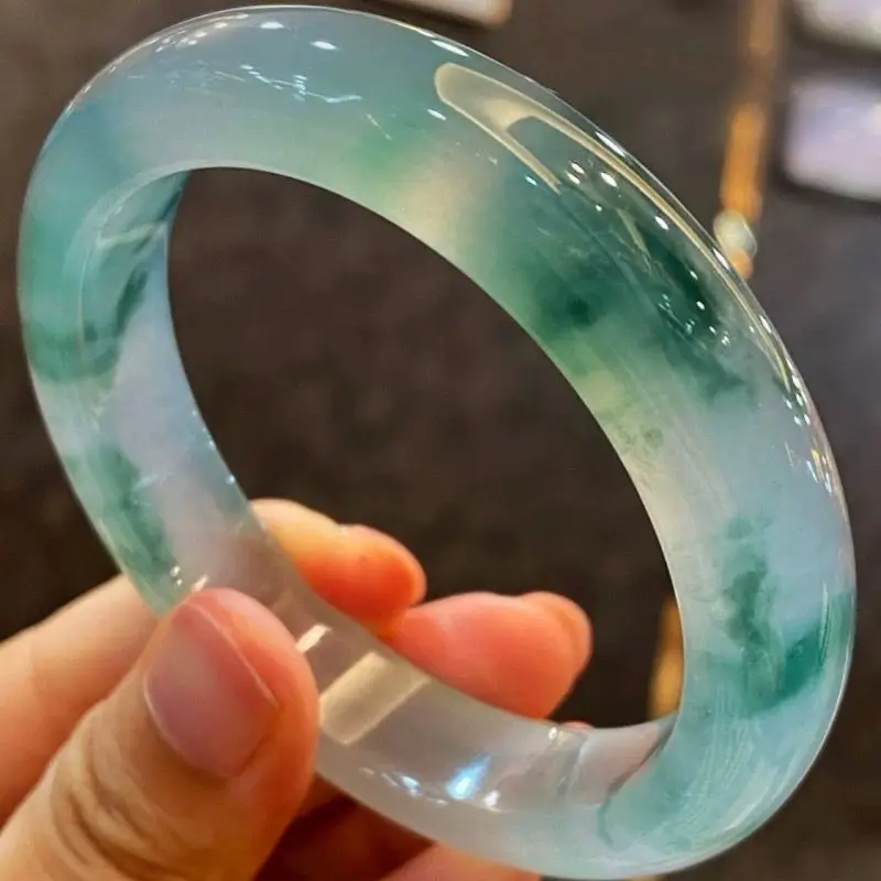 

Браслет из мьянманского жадеита, браслет «Ледяной цветок», натуральный браслет, браслет «Мать мира», настоящий, подлинный.