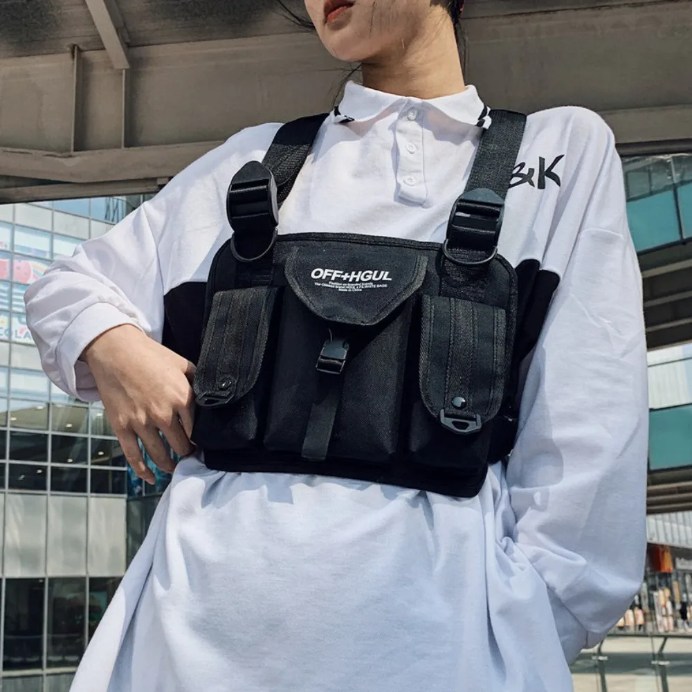 New Nylon Cool Backpack 4 Colors Adjustable Vest Bag Reflective Design Wear-resistant Chest Pack Men/women