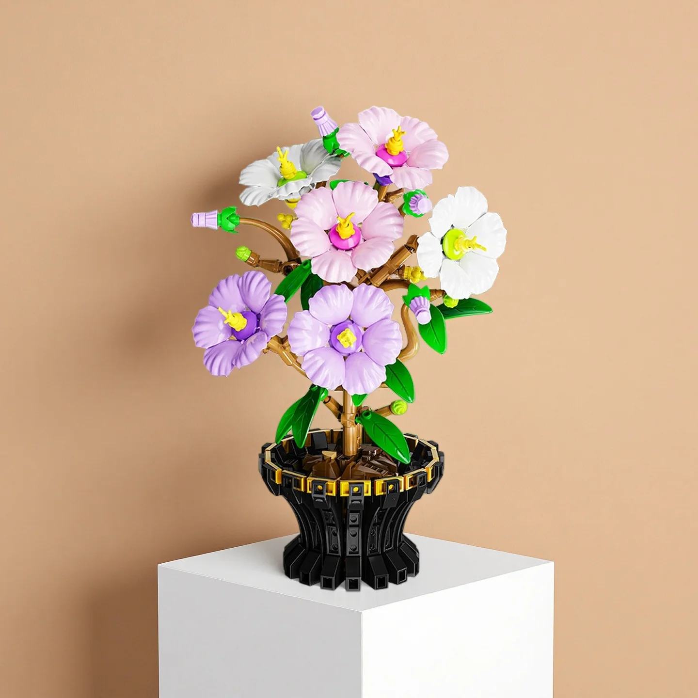 

Конструктор в китайском стиле «Гибискус» | Набор для создания цветочных бонсай из кирпичиков | Набор для самостоятельной сборки: настольное украшение и праздничный подарок — модель цветочного бонсай