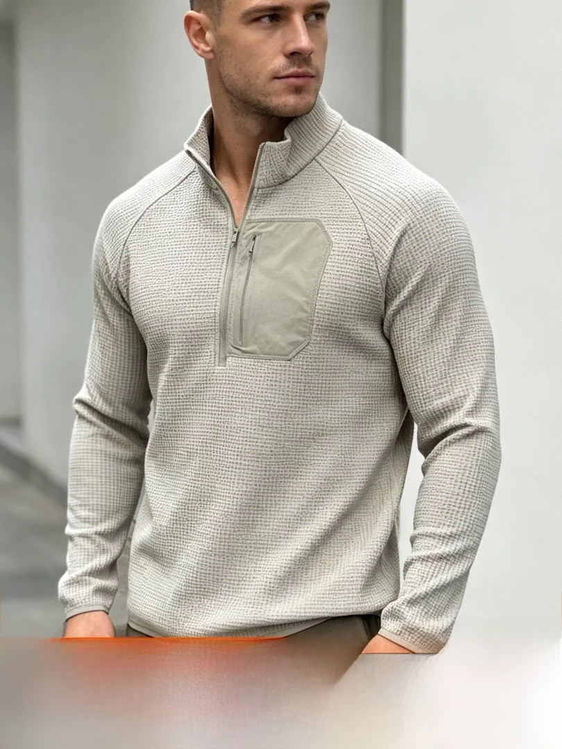 Functionality Meets Style: Men's Outdoor Long Sleeve T-Shirt with Pocket Design Moisture Wicking Sweat Absorbing Base Layer S...