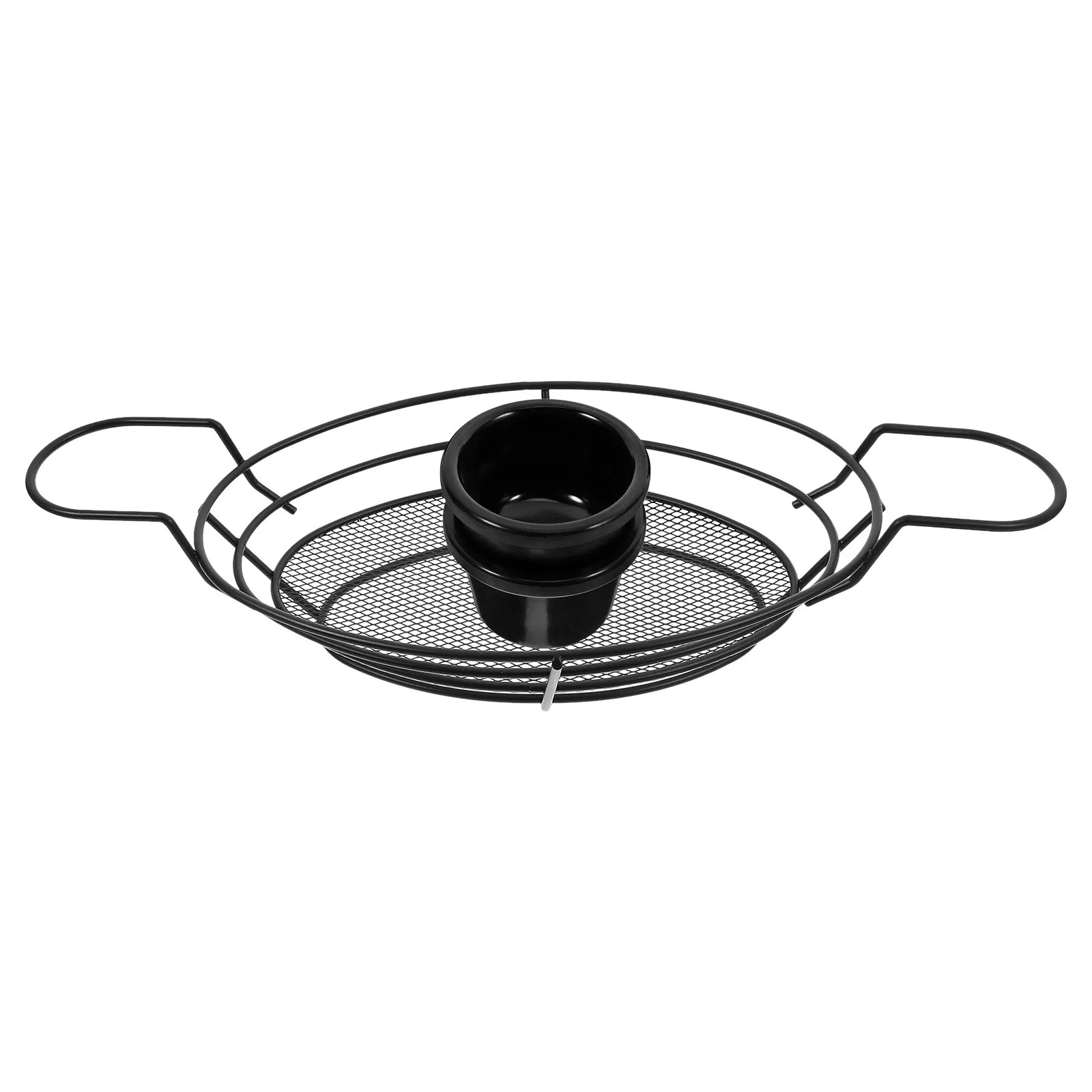 

1Pcs Black Stainless Steel Wire Basket Large Capacity Rustproof Food Holder for Chips Fried Foods Kitchen Living Room Decoration