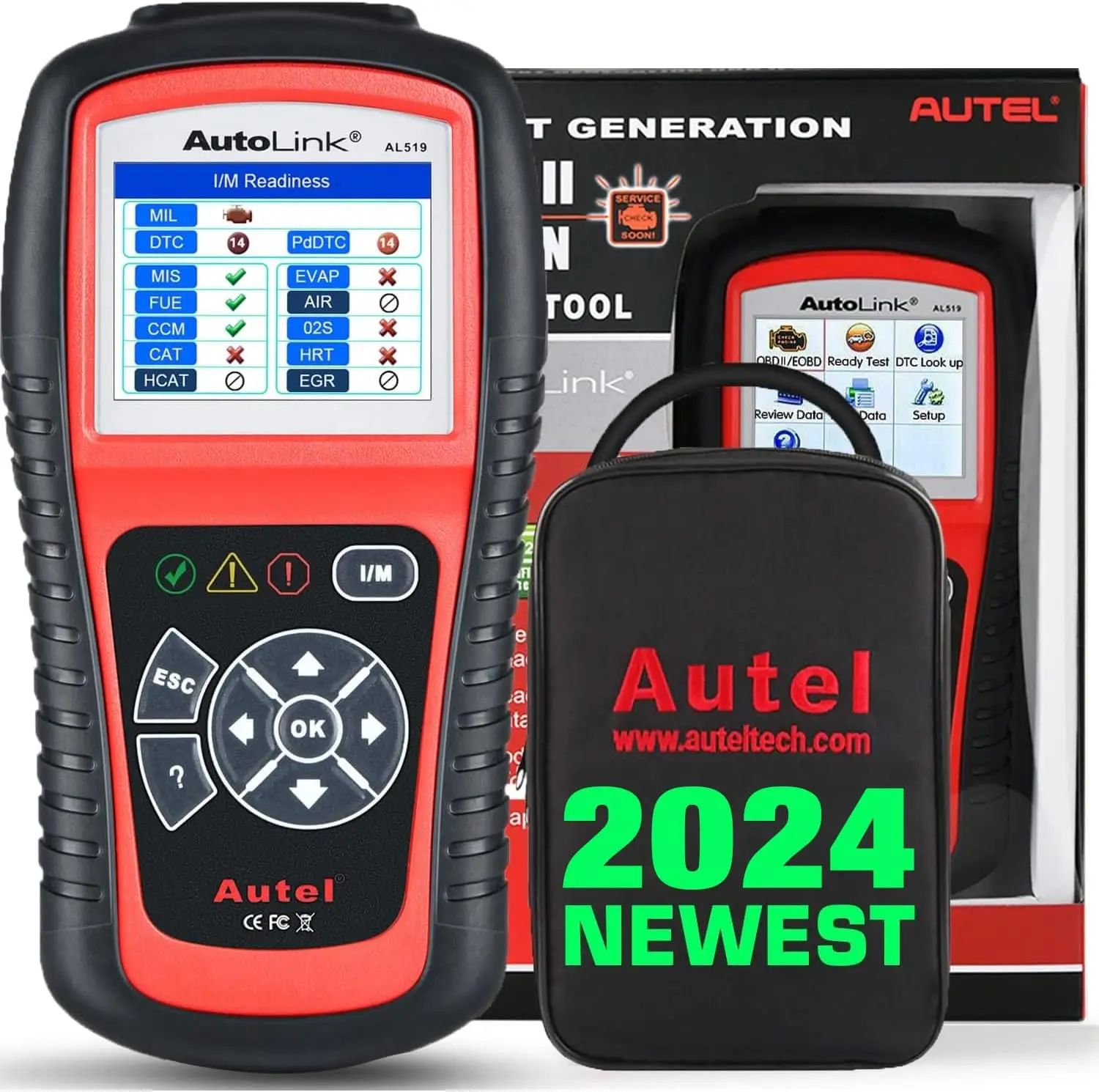 Autel-Car Ferramenta de Diagnóstico com Modo Aprimorado 6, Motor Code Reader, CAN Scan Tool, Ver Avançado, AutoLink AL519, OBD2 Scanner