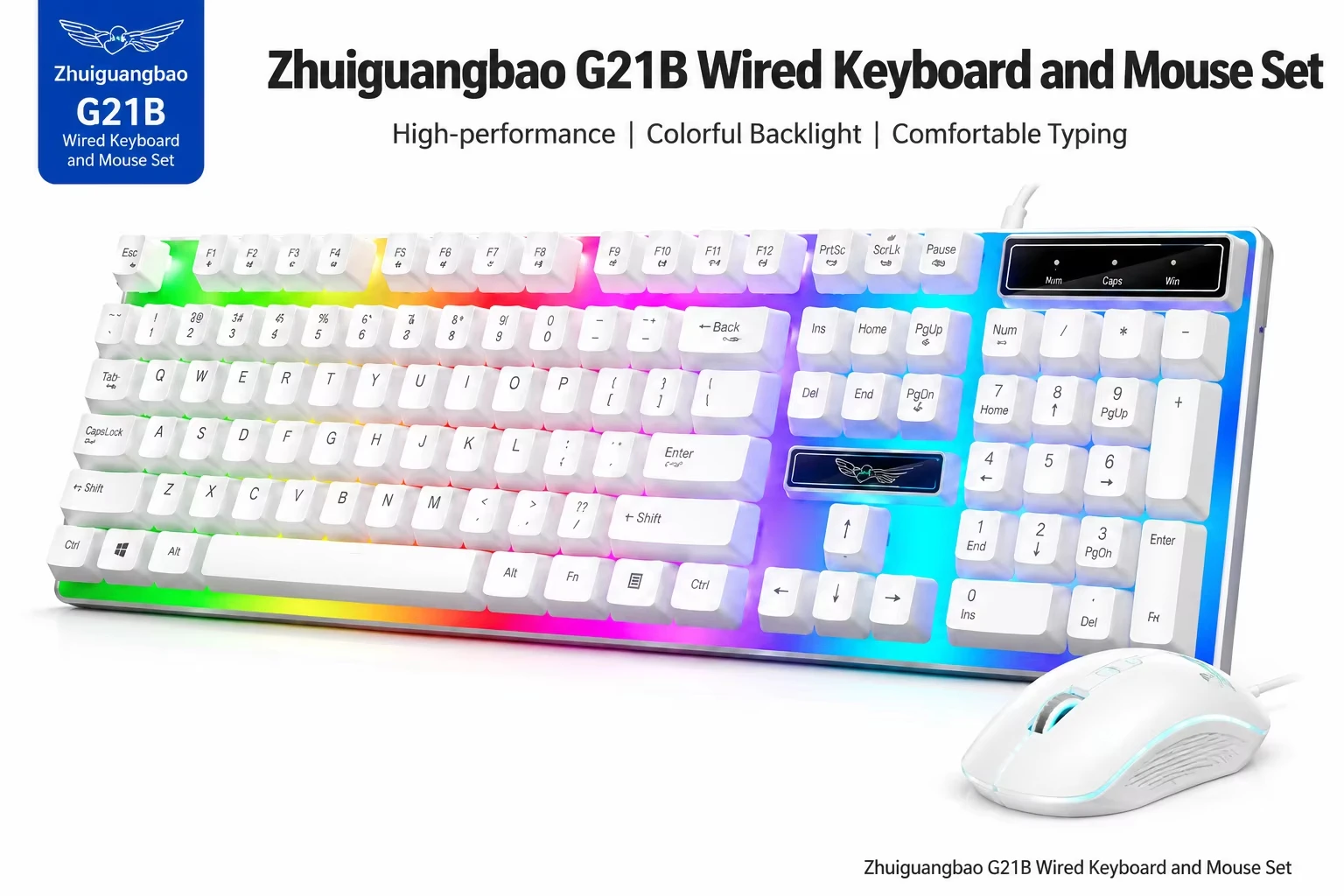 Gaming Keyboard Mouse Set - 104Keys Full-Size Mechanical RGB Backlit Wired