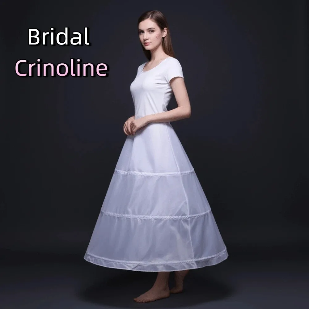 

Простой свадебный кринолин с тремя обручами, белая свадебная нижняя юбка трапециевидной формы, элегантная дышащая нижняя юбка в стиле Лолиты, свадебное платье