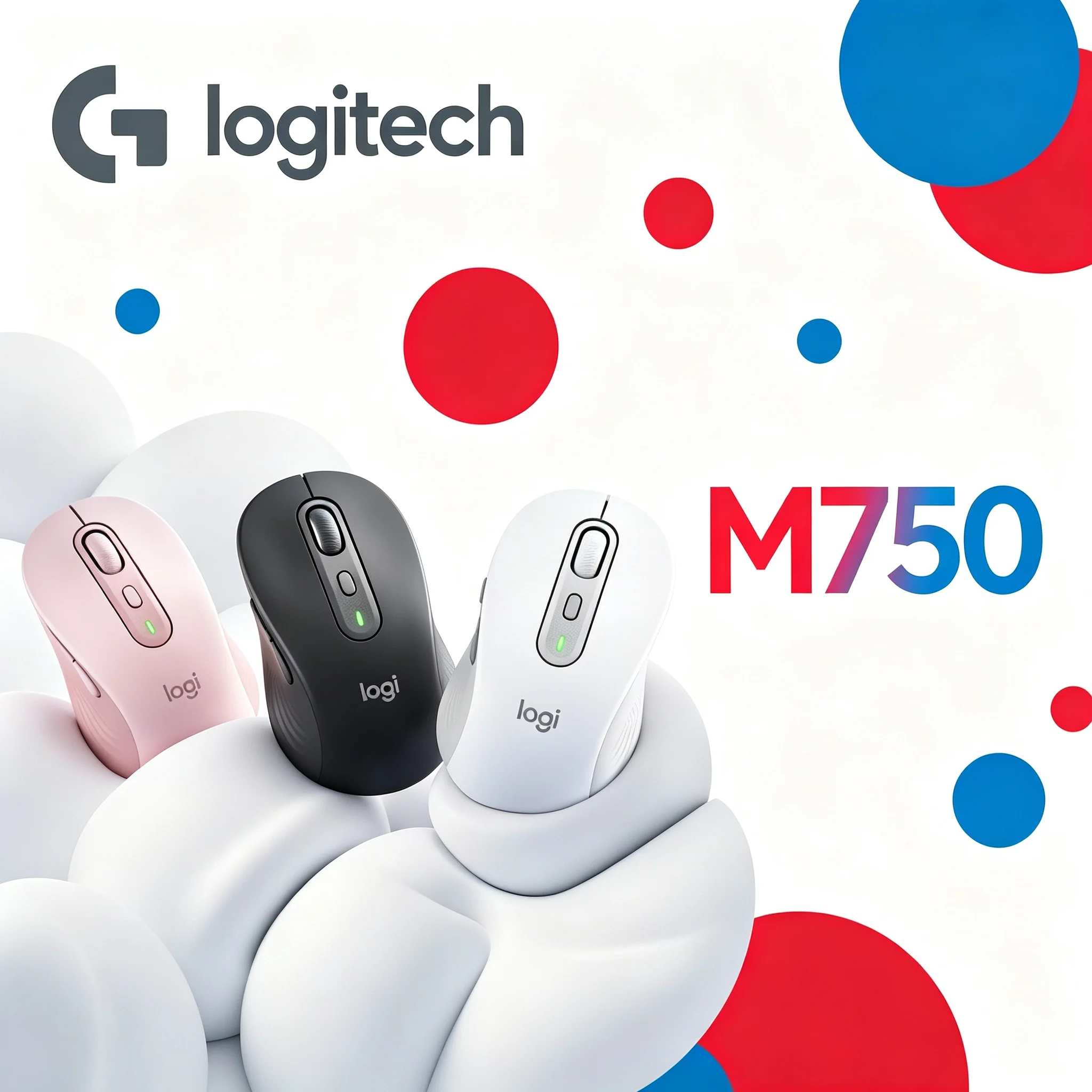 All‑Day Usage Logitech M750 Bluetooth Wireless Mouse,Noise‑Reduced SilentTouch Buttons,SmartWheel Scroll For Desktop Laptop Mac