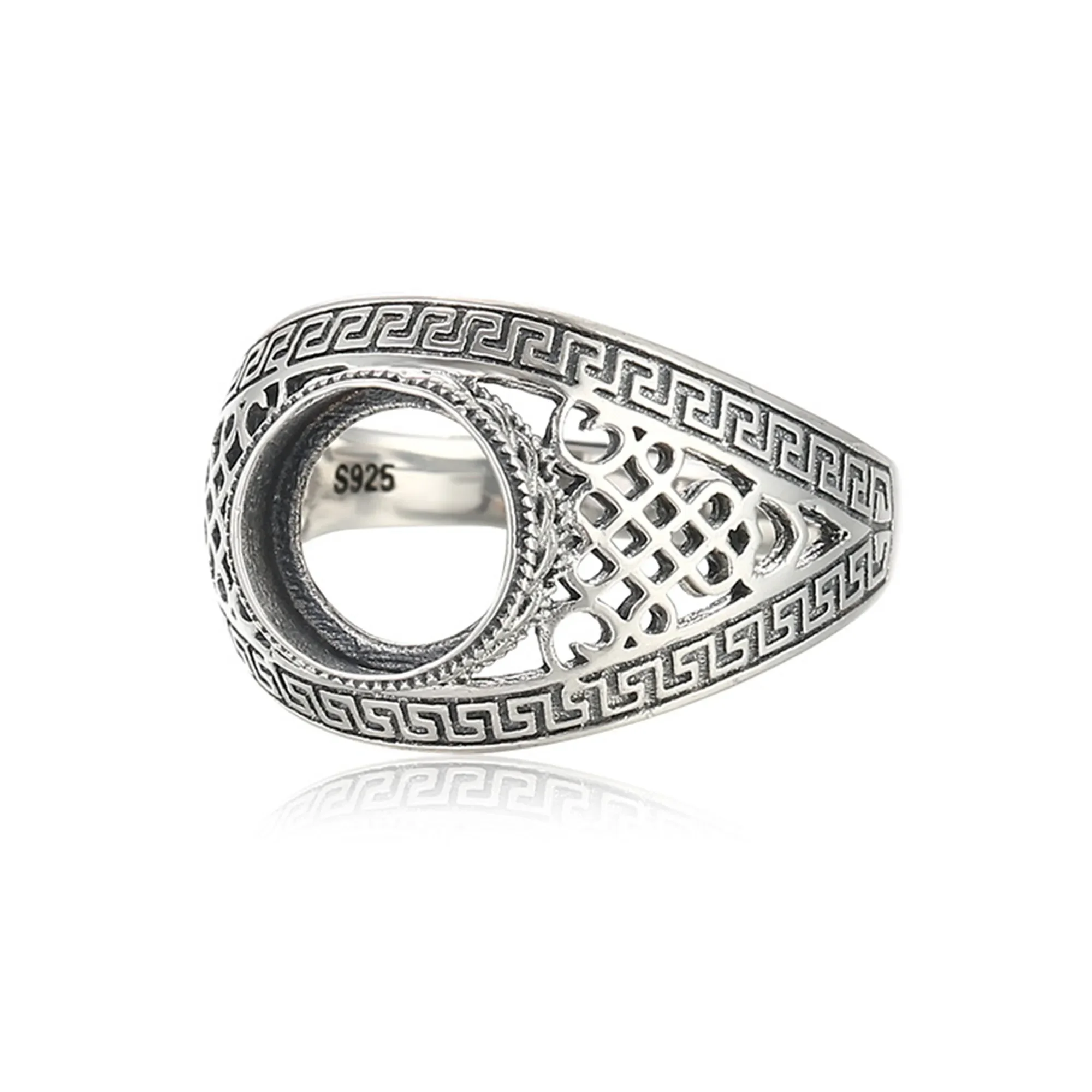 

Ring Base for 9.5x9.5mm Round Cabochons Antique Style Ring Blank Thai Sterling Silver Adjustable Ring Setting