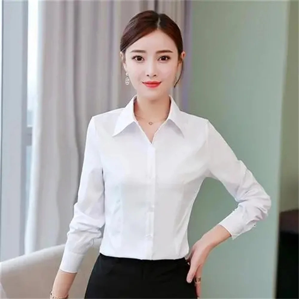 Summer Short Sleeve White Black Women Shirt Women\'s Blouse Slim Fitting Professional Work Clothes Formal Office Lady Ol Blouse