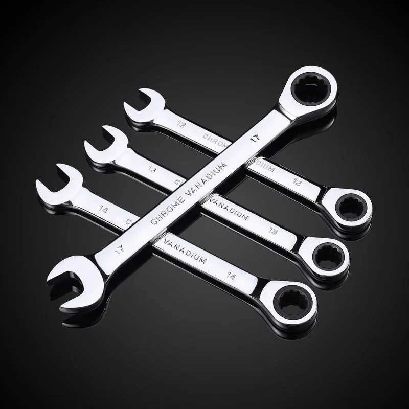 yesKey Ratchet Wrench Set 72 Tooth Gear Ring Torque Socket Wrench Set Metric Combination Ratchet Spanners Set Car Repair Tools