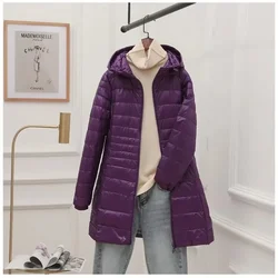 Light-weight Down Jacket Women Hooded Female Warm Hat Detachable White Duck Down Jacket New Inner Cloth Coats Ladies Long Winter