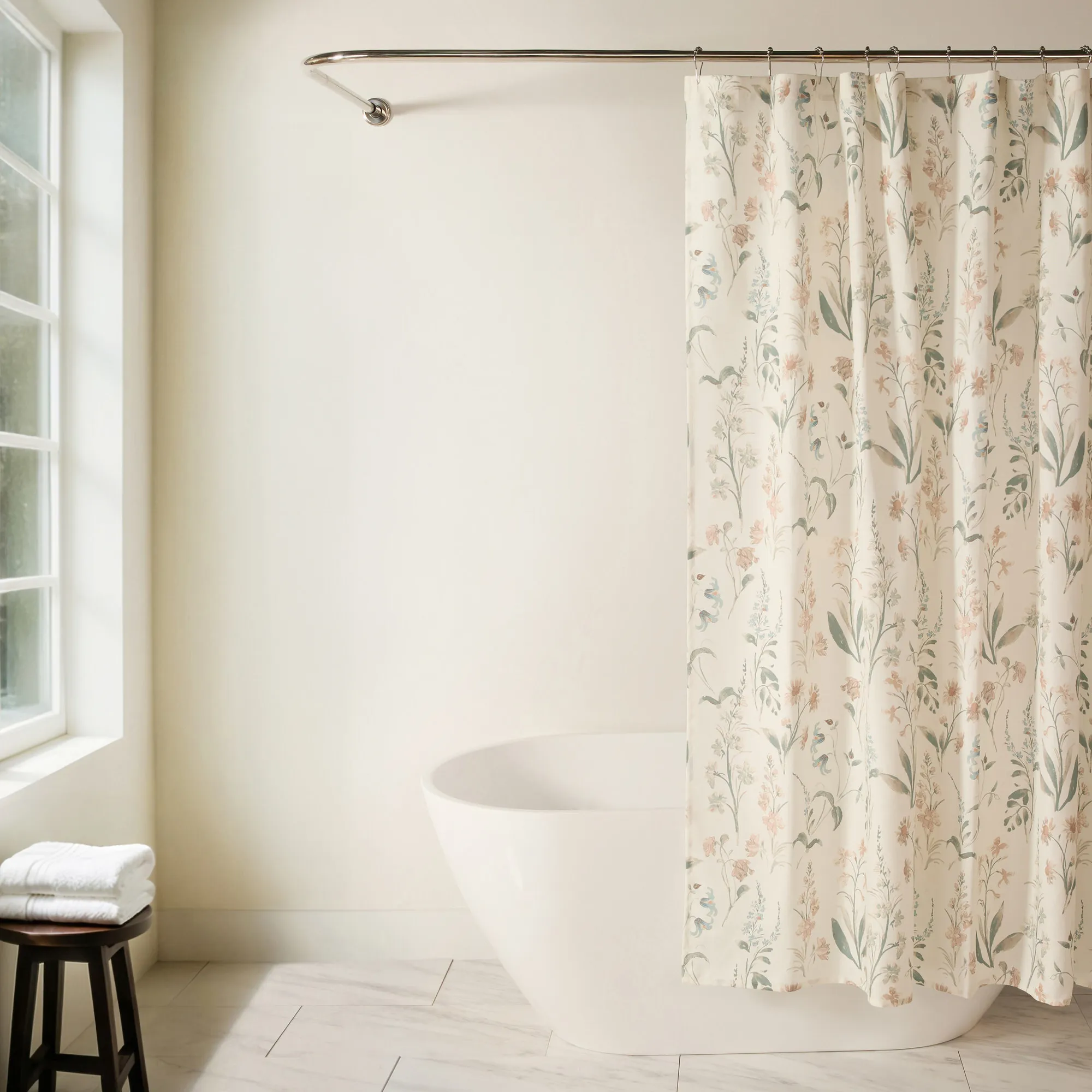 

Floral Pattern Shower Curtain for Bathroom Decor