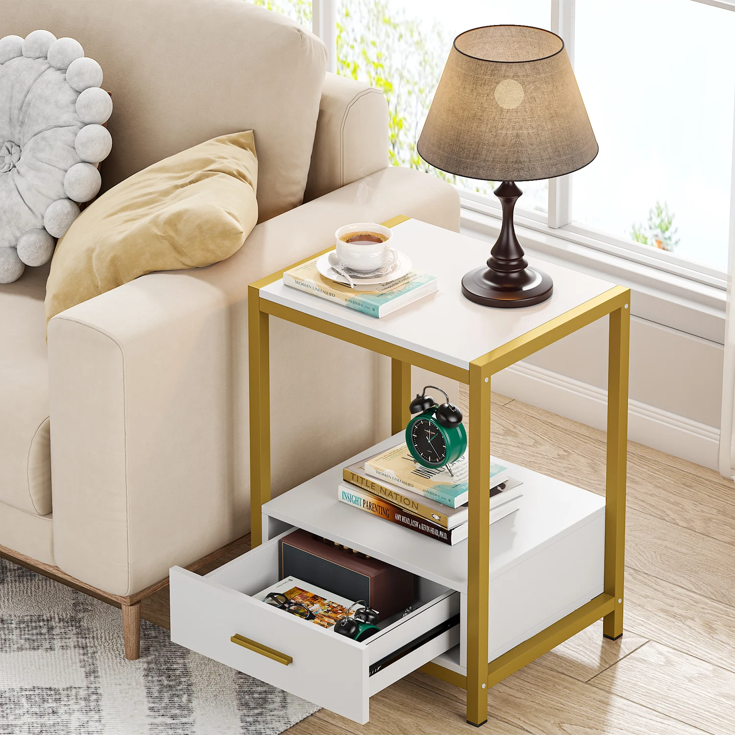 Tribesigns-Table de oral et avec Étagère de Rangement, Table d'Appoint