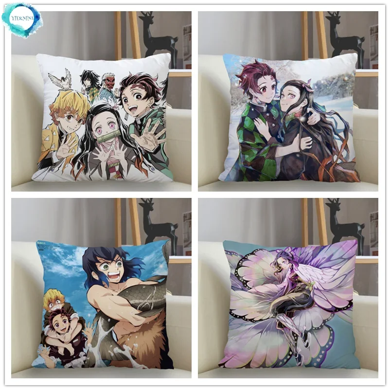 

Home Decor Pillowcase Polyester Demon Slayer Pillowcase Sofa Decoration Cushion Cover Pillowcase 45x45cm