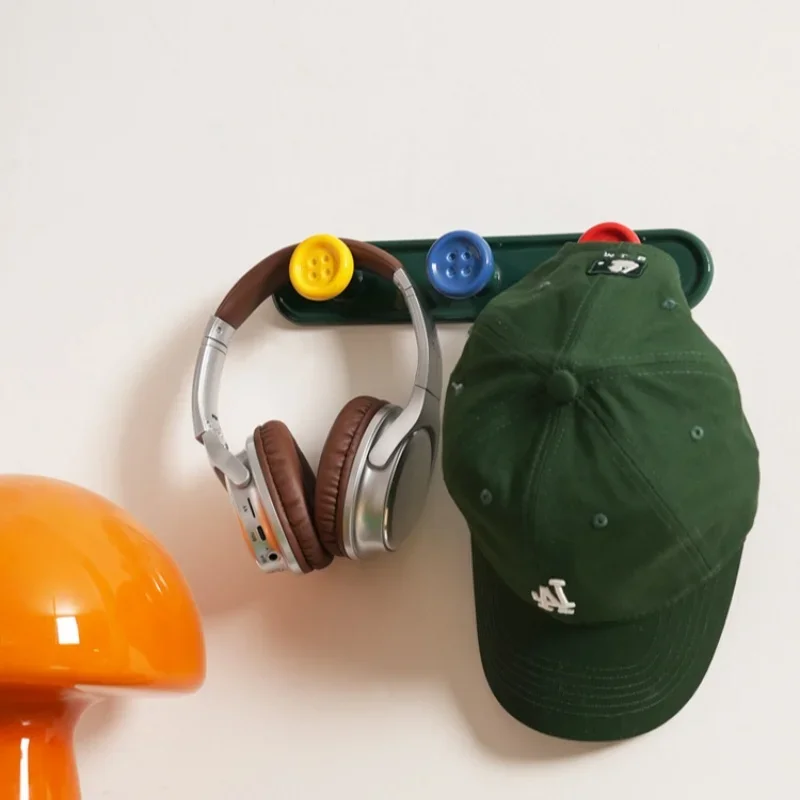 Cartoon Button Wall Hangers Creative Hook Ceramic Pendant Hook Behind The Door Clothing and Hat Storage Container Wall-mounted