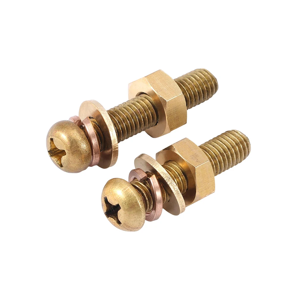 M3 M4 M5 M6 M8 Phillips Pan Head Screw Brass Cross Recessed Machine Screws With Nut Washer Combination Bolts Length 4-60mm