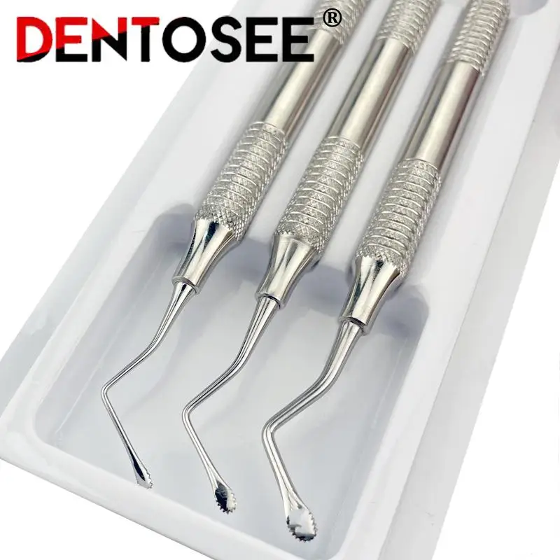 3Pcs/Set Dental Curette Professional  Jagged Curettes Dental Scaler Gracey Bone Curette Implant Instrument Tools