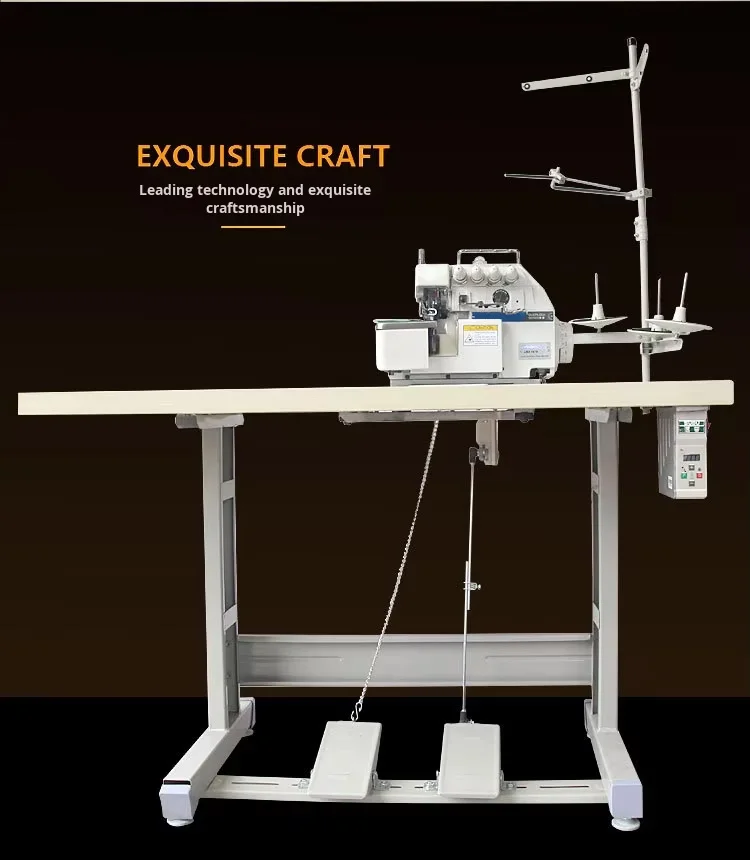 ماكينة خياطة الأوفرلوك الكهربائية ذات السرير المسطح الصناعي الجديدة ذات ثلاثة خيوط وأربعة خيوط وخمسة خيوط معدات محرك معدني أساسي