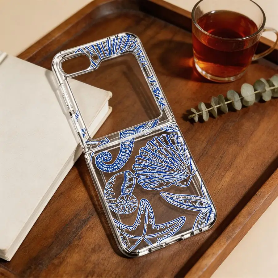 Seahorse Print Back Phone Cover Funda Case for Samsung Galaxy Z Flip 8 Flip5 Flip6 Flip3 Flip7 FE Flip4 Z Flip 7 6 5 4 3