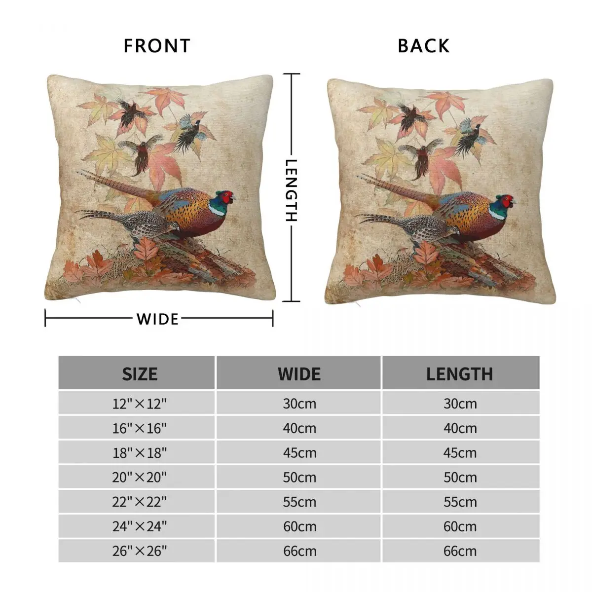 Ring-necked Pheasant Square Pillowcase Polyester Linen Velvet Creative Zip Decor Pillow Case Sofa Cushion Cover 18