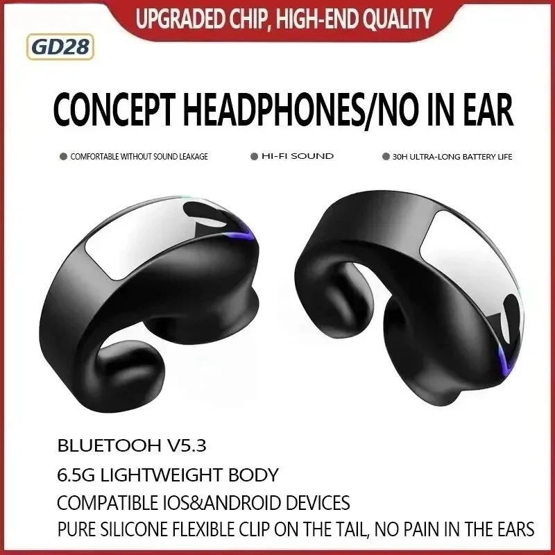 BT  Earphone Clip On Monaural Inear Motion Stereo Bone Conduction Gd28 Business Wireless Earphone Mini Monaural Tws