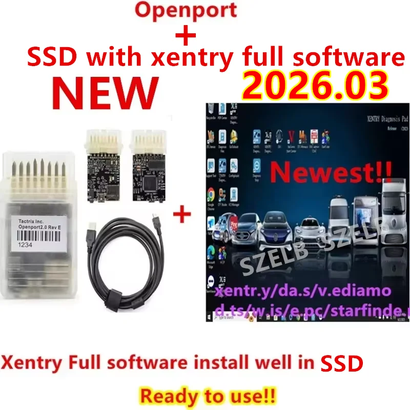 Software completo XENTRY Passthru 2026.03 con SSD de 360 GB + Tactrix Openport 2.0, listo para usar, software de diagnóstico XENTRY, instalación remota