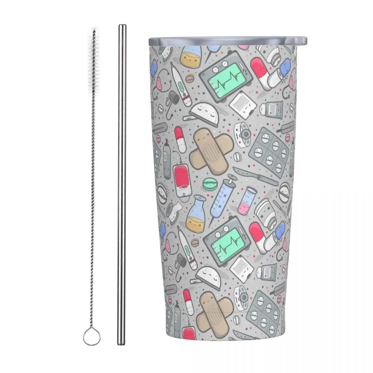 Doctor And Nurse Tumbler Medical Treatment Pills Cold and Hot Water Bottle Stainless Steel Coffee Mug Custom Camping Car Mugs