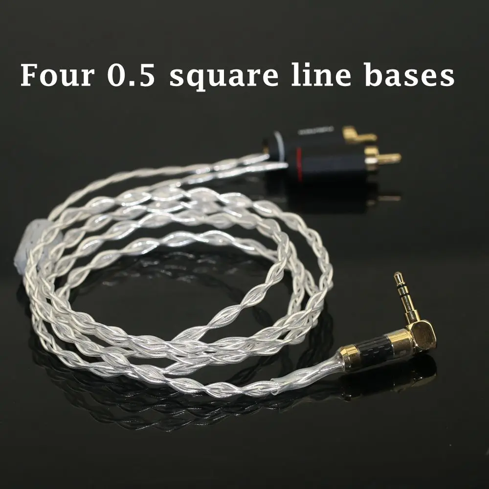 Hi-fi 7NOCC Sterling Silver 4-core mobile phone computer audio cable Double Lotus head one minute two audio cable 3.5mm to 2RCA