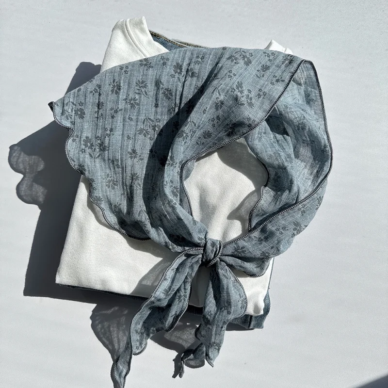 

Женский художественный шарф нежных цветов, из хлопкового материала, в лесном стиле, для защиты шеи весной и осенью.