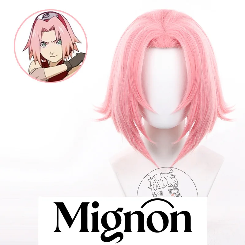 

Mignon Sakura Haruno Cosplay Wig Ninja Pink Widow's Peak Stock Halloween Gift