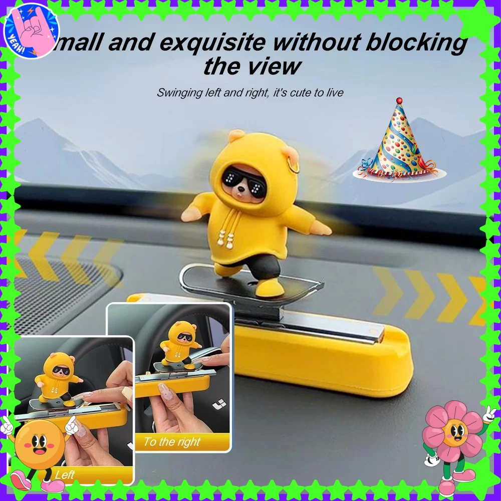 

VERY GOOD Car Decorations Skateboard Bear Magnetic Parking Number Plate Creative Car Cartoon Interior Interior Accessories