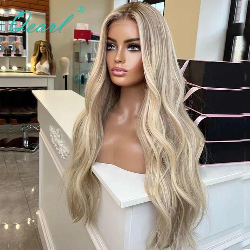 Full Lace Wig with Natural Baby Hair Ash Blonde Honey Colored Lace Frontal Wigs 13x6 Real HD Transparent Human Hair Wig Qearl