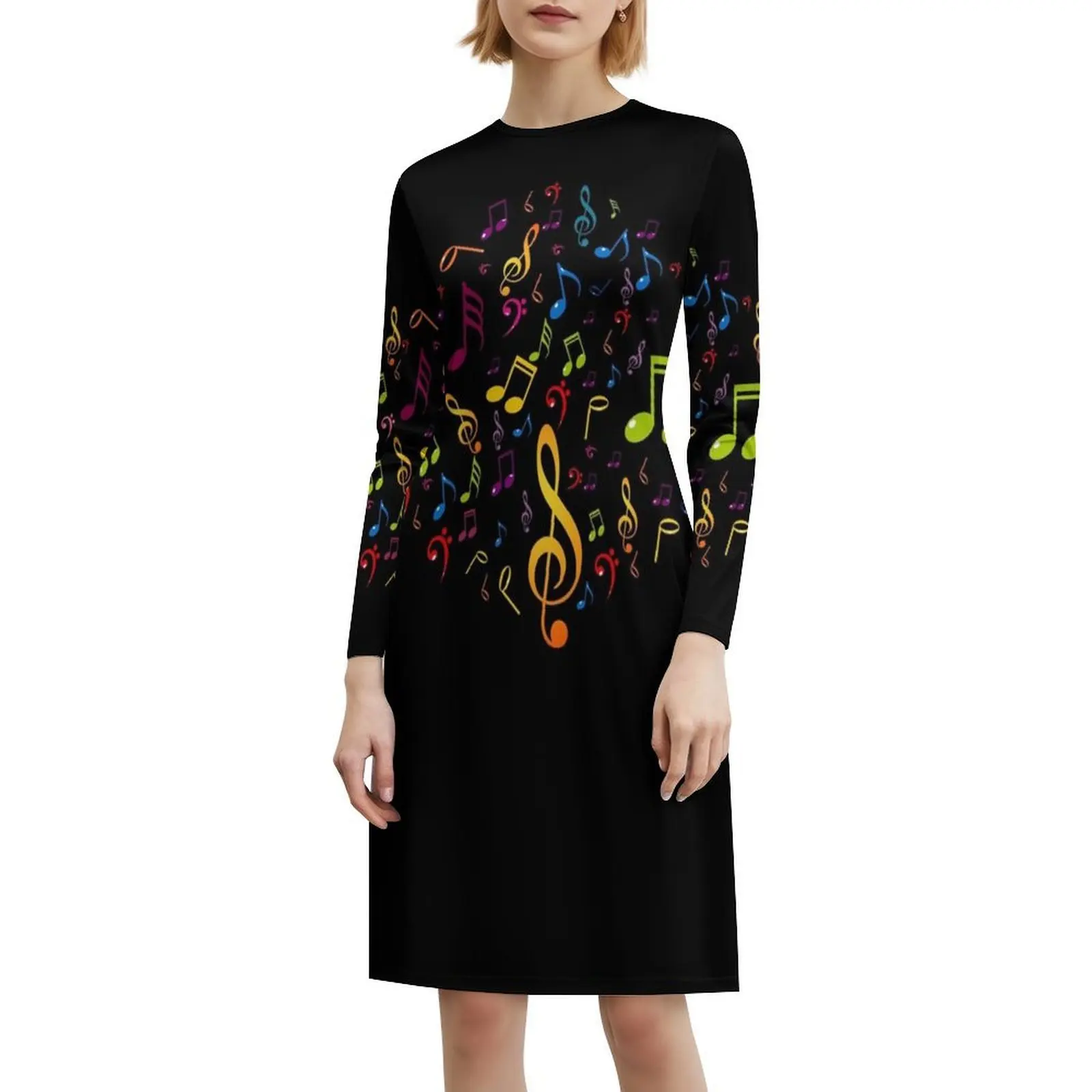 Music Women's Streetwear Party Dress Trendy Print Club Clothing For Female Music American World Organic Nature Dress