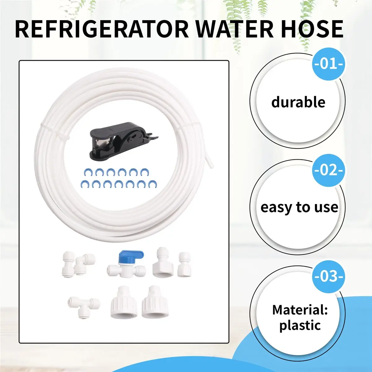 [N09RNew]Refrigerator Water Hose Kit Water Purifier Tubes 15 M Water Hose Drinking Water Pipe for Fridge Water Pipe Connector
