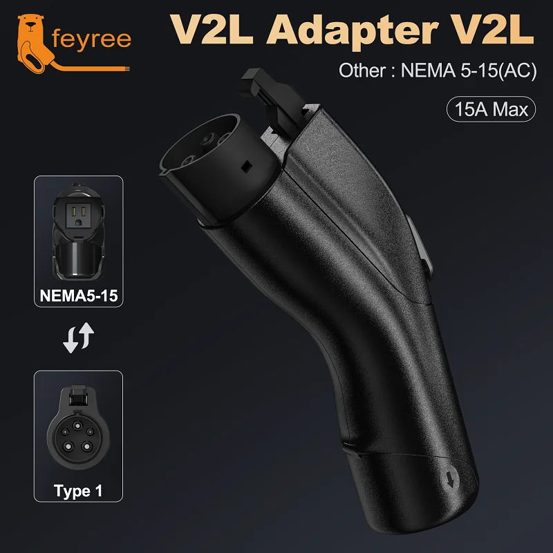 feyree V2L Discharge Adapter 110V15A with NEMA5-15 socket for Hyundai Ioniq 5/6, Kia EV6，Kia Niro EVm Genesis GV60,70