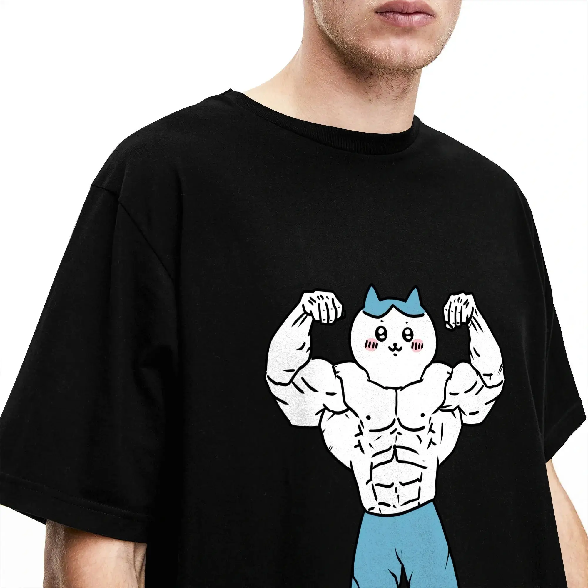 Chiikawas T-Shirt Sommer 100 Baumwoll-T-Shirts für Herren, lässiges T-Shirt mit kurzen Ärmeln, Streetwear-Tops – Detail 3